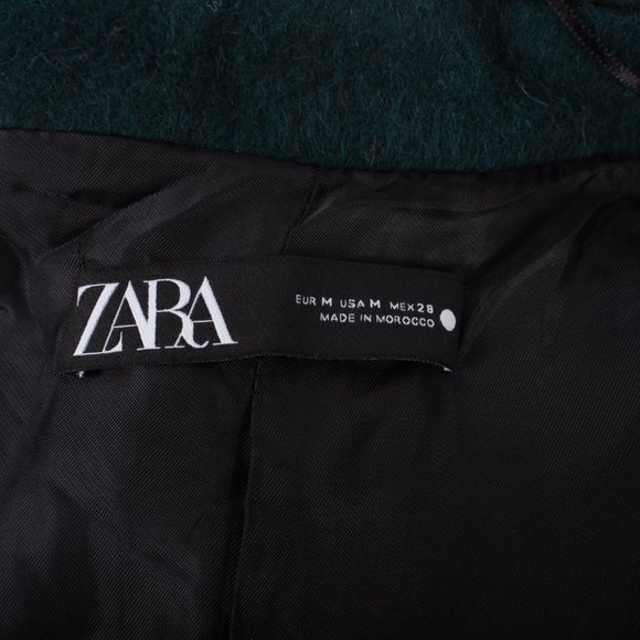 Zara Womens Green Long Coat Jacket Shawl Collar M - Picture 14 of 14